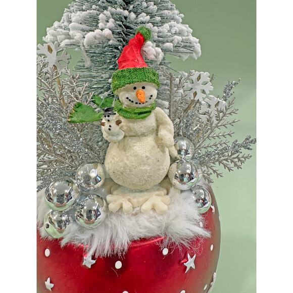 Handmade Snowman and Christmas Tree Assemblage/Arrangement Holiday Cottagecore - Picture 3 of 6
